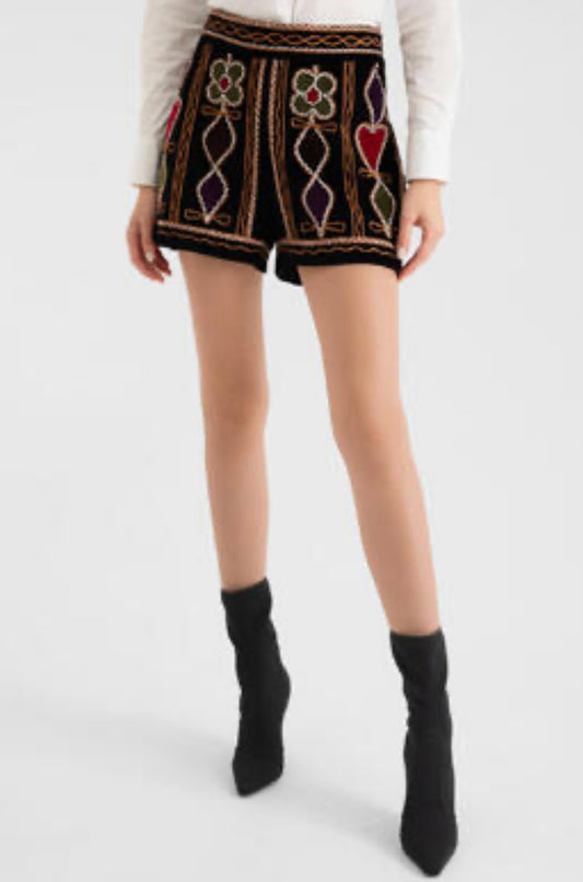CHRISTIAN DIOR Embroidered Velvet Shorts - Size 6