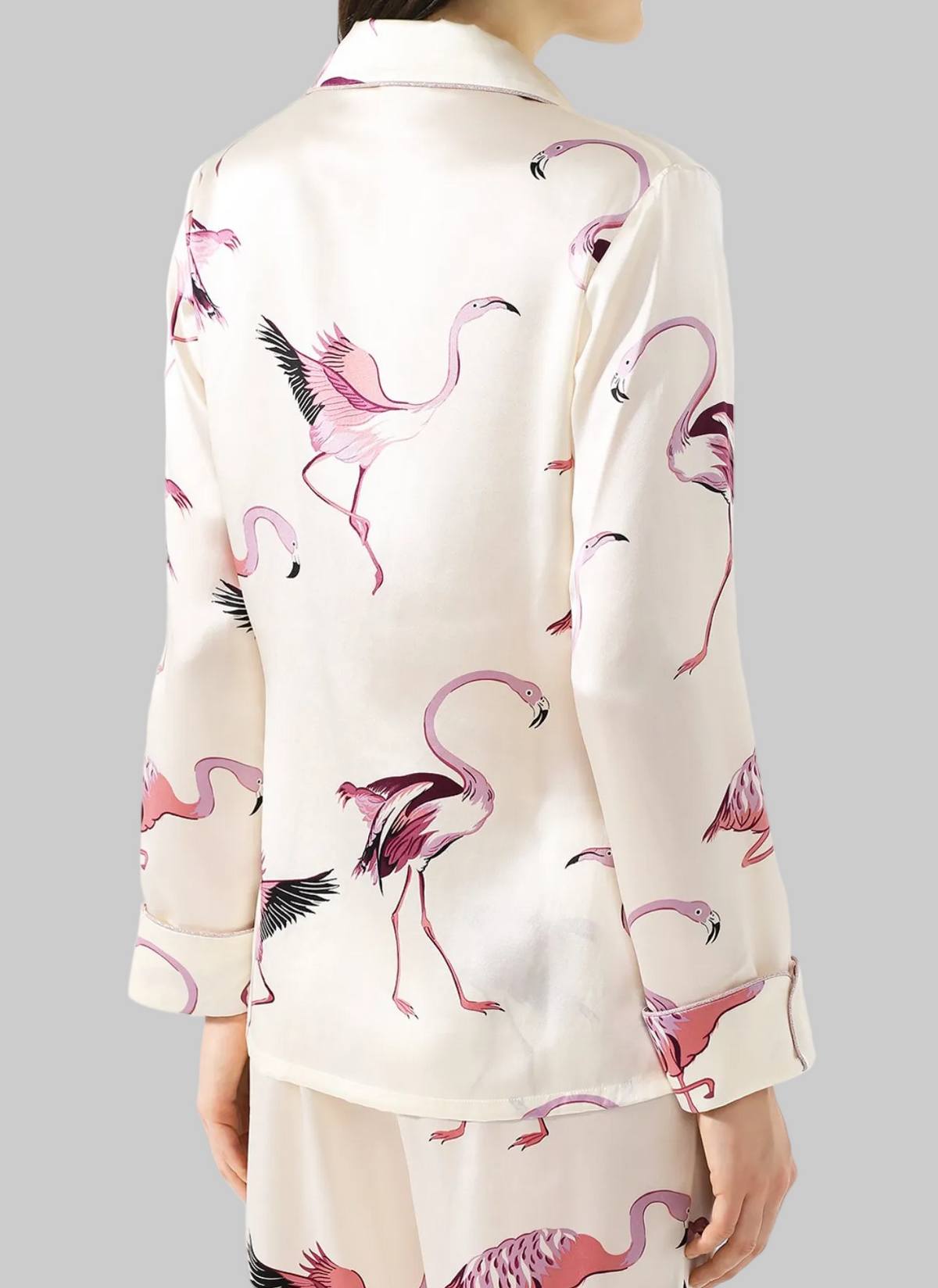 OLIVIA VON HALLE Silk Flamingo Pj Set - Size L