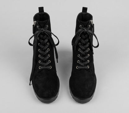 GIANVITO ROSSI Black Lace Up Suede Boots - Size 38.5