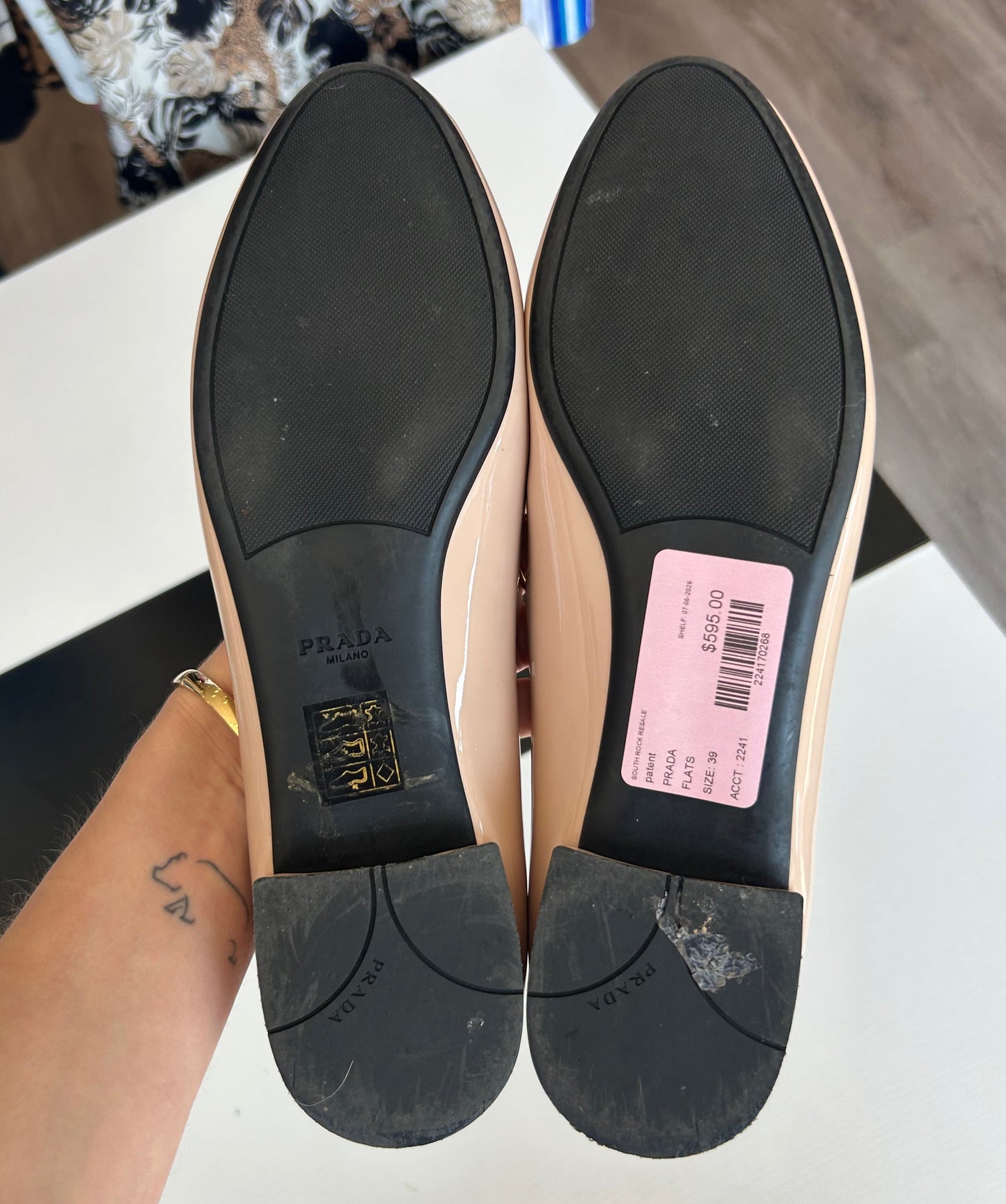 PRADA Patent Nude Flats - Size 39