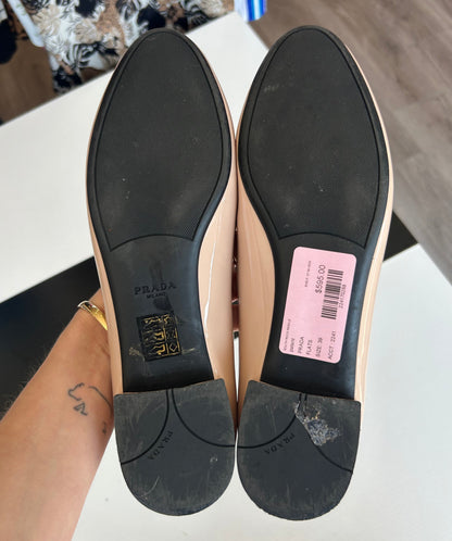 PRADA Patent Nude Flats - Size 39