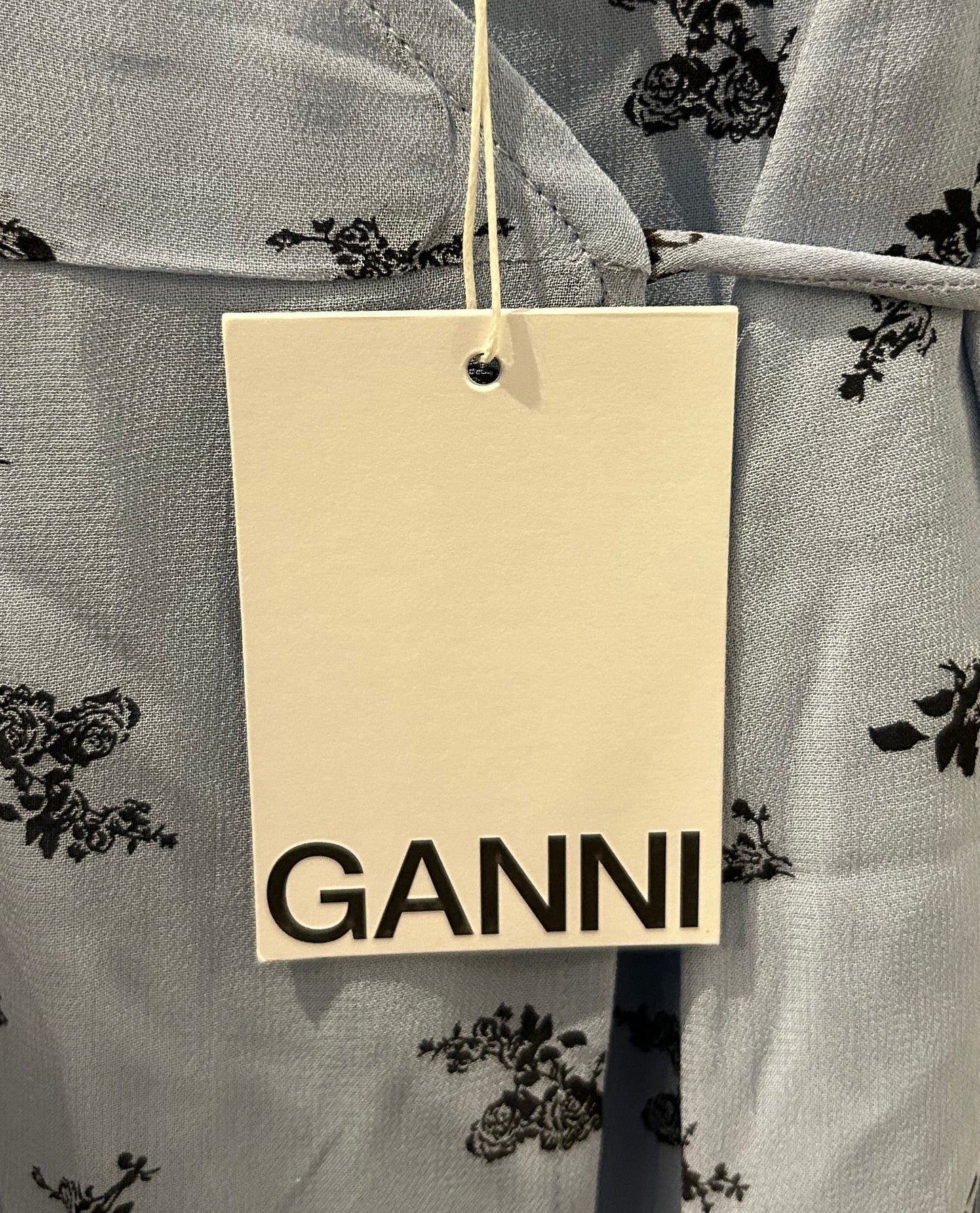 NEW* GANNI Georgette Strap Blue Floral Wrap Dress - Size 38