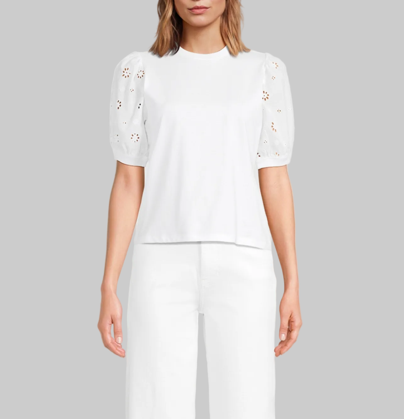 FRAME The Lace Sleeve T-Shirt - Size S