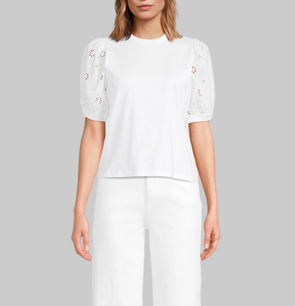 FRAME The Lace Sleeve T-Shirt - Size S