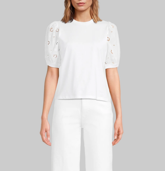 FRAME The Lace Sleeve T-Shirt - Size S
