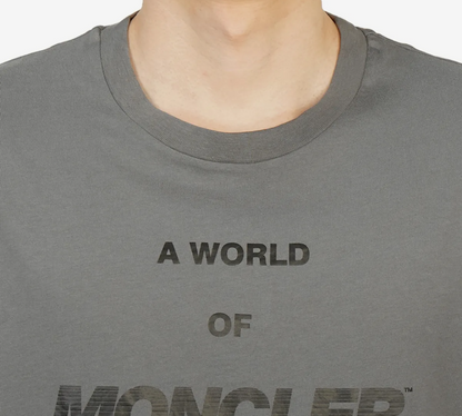 MONCLER Grey Graphic T-Shirt - Size S