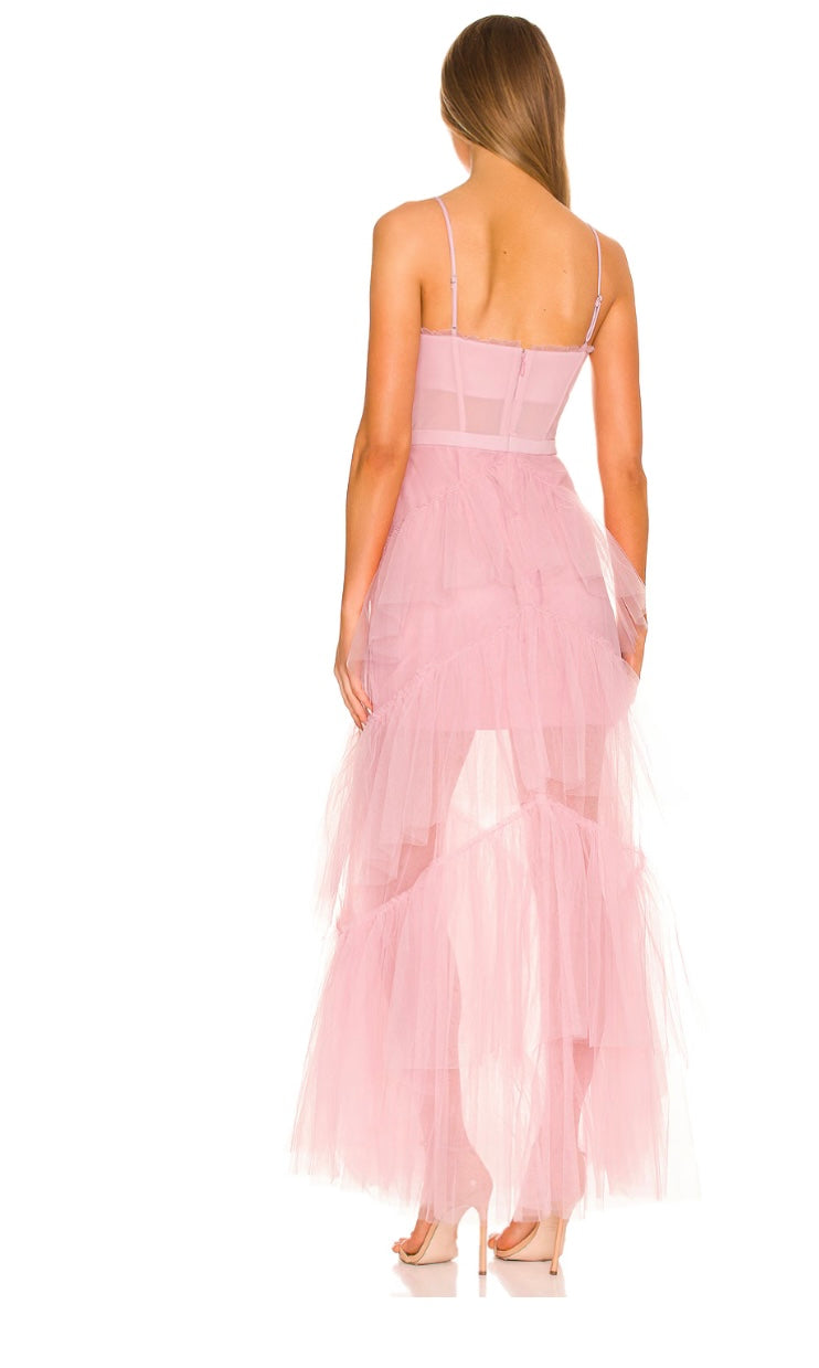 New* BCBGMAXAZRIA Corset Tulle Gown in Pink Tint - Size 0