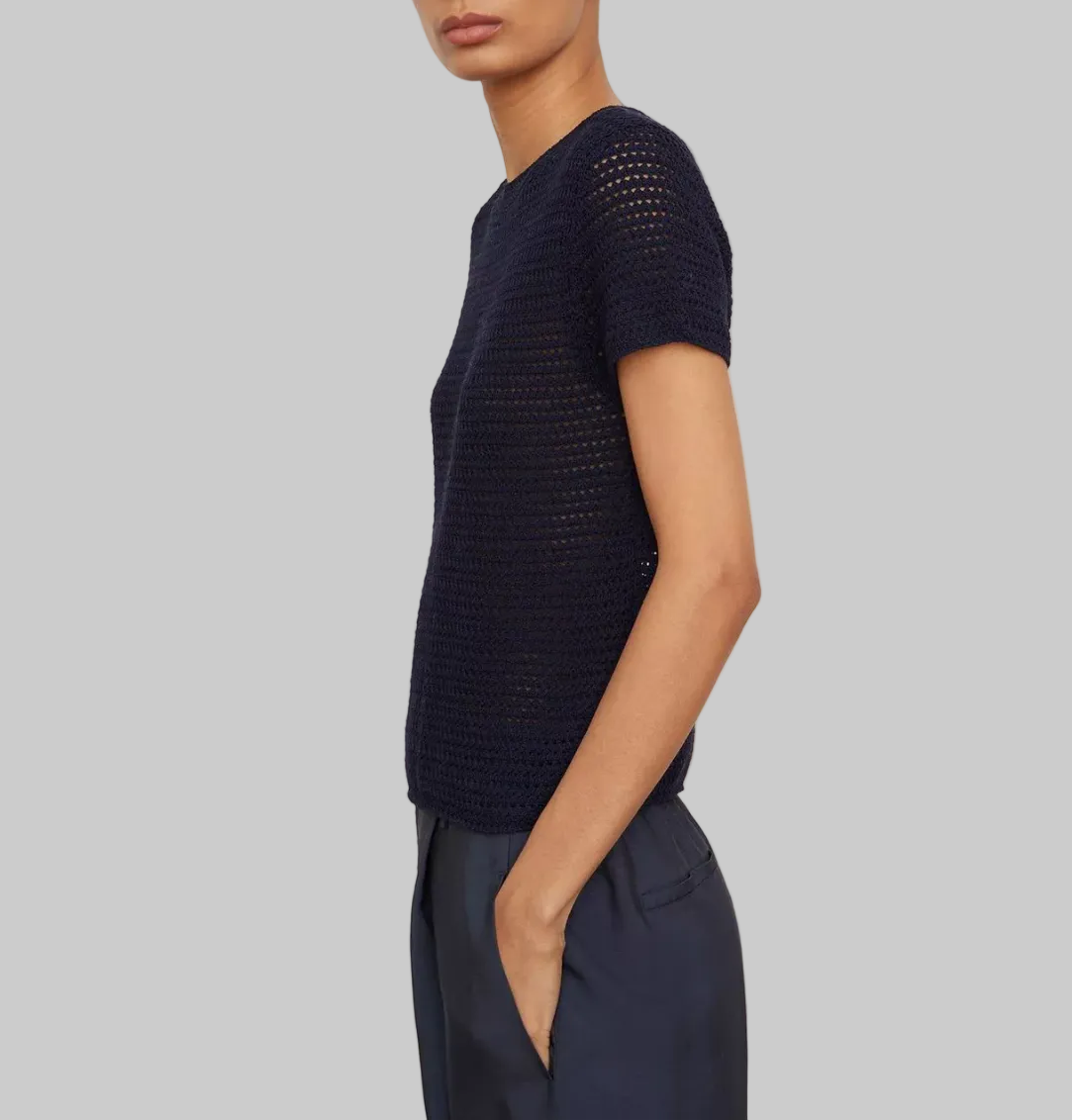 VINCE Crochet Short Sleeve Mock Neck Sweater - Size xs