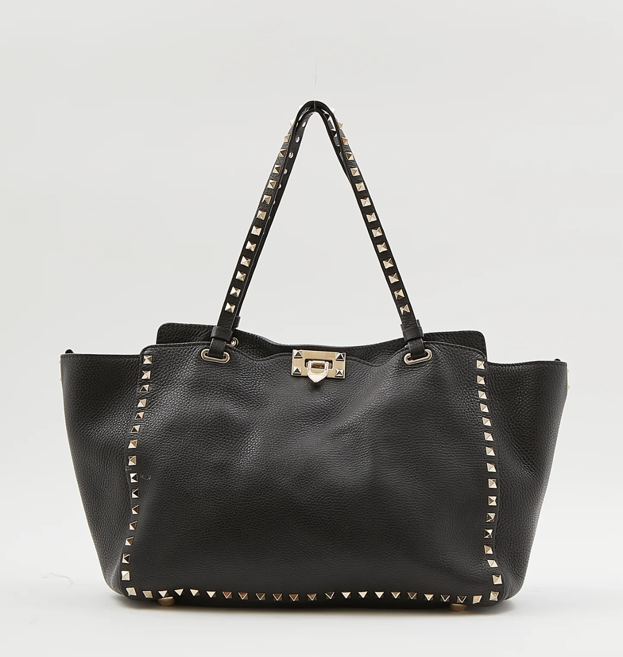 VALENTINO GARAVANI Black Leather Rockstud Tote