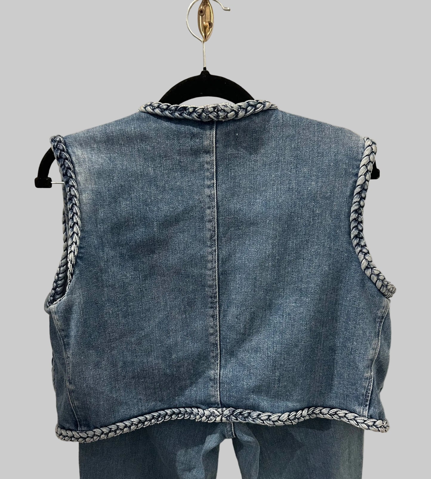 MAJE Braided Denim Vest - Size 36