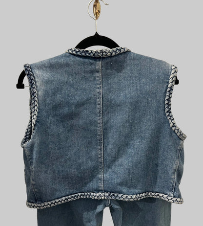 MAJE Braided Denim Vest - Size 36