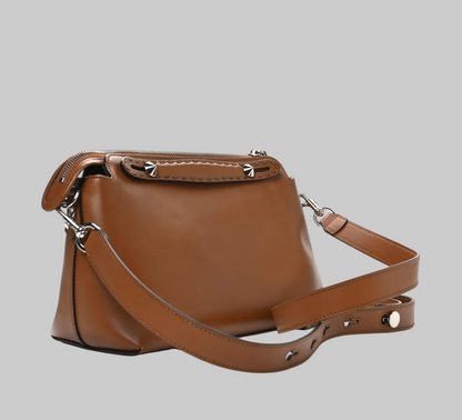 FENDI Vitello King Logo Embossed Medium By The Way Boston Bag Cuoio