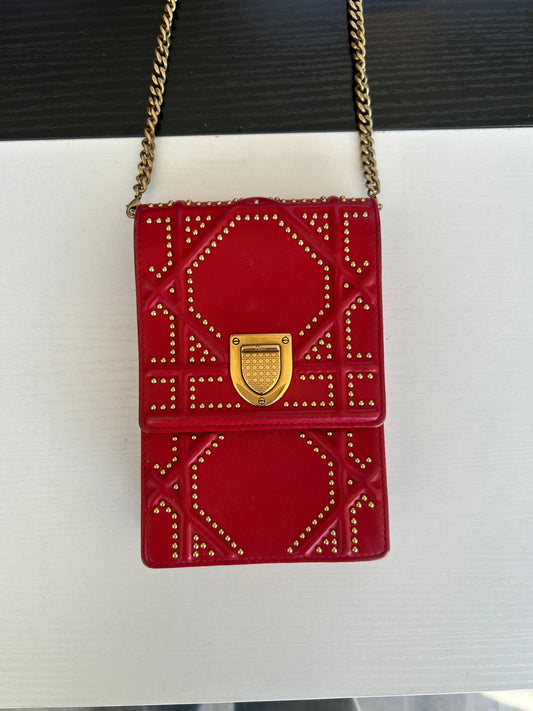 CHRISTIAN DIOR Diorama Vertical Clutch Crossbody Bag