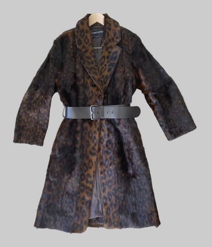 TOM FORD Leopard Painted Fur Coat- Size 36