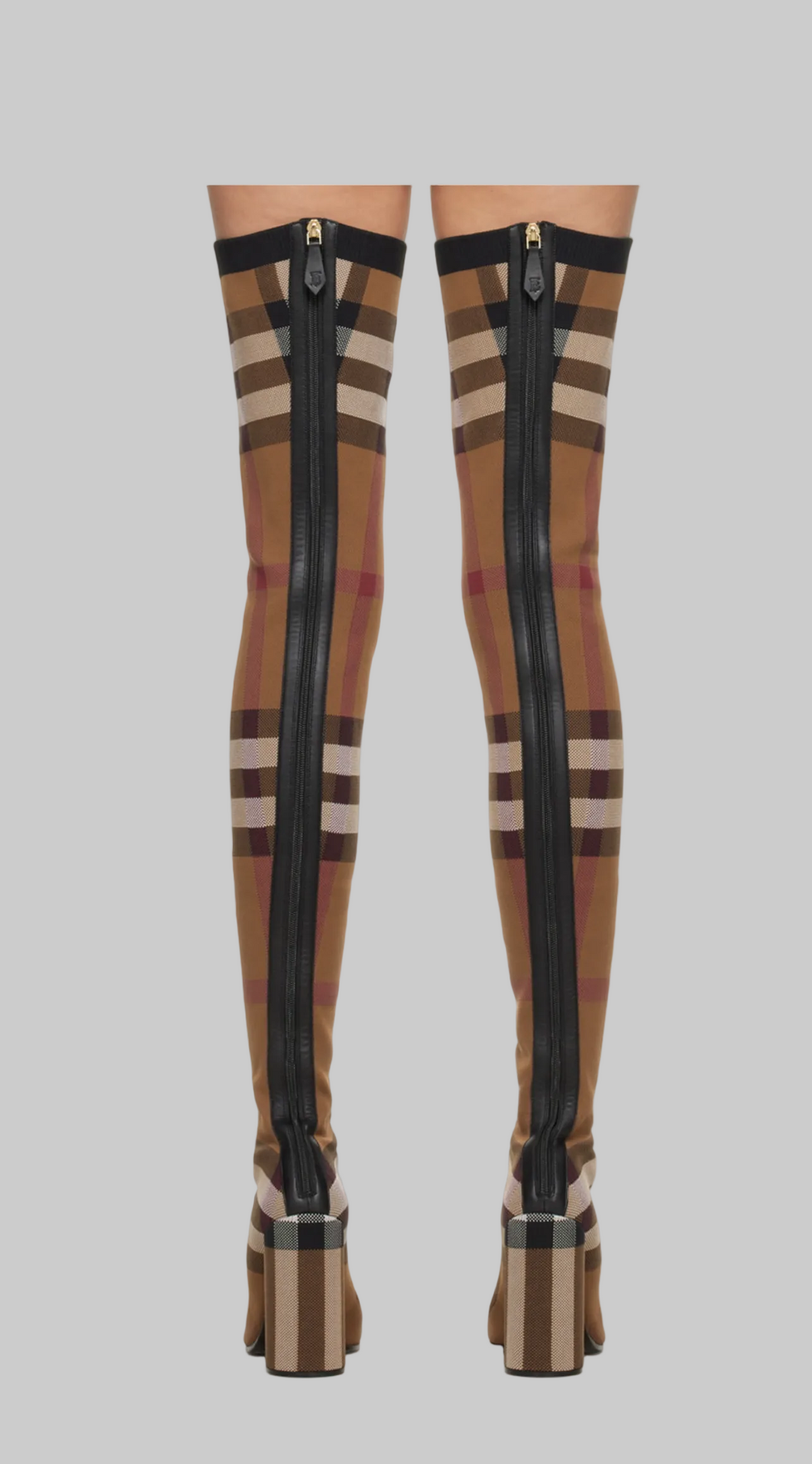 BURBERRY Knit Check Over-The-Knee Boots - Size 37.5
