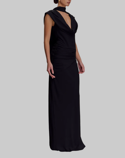 NEW* MESHKI Giulia Chiffon Draped Maxi Dress - Size XS