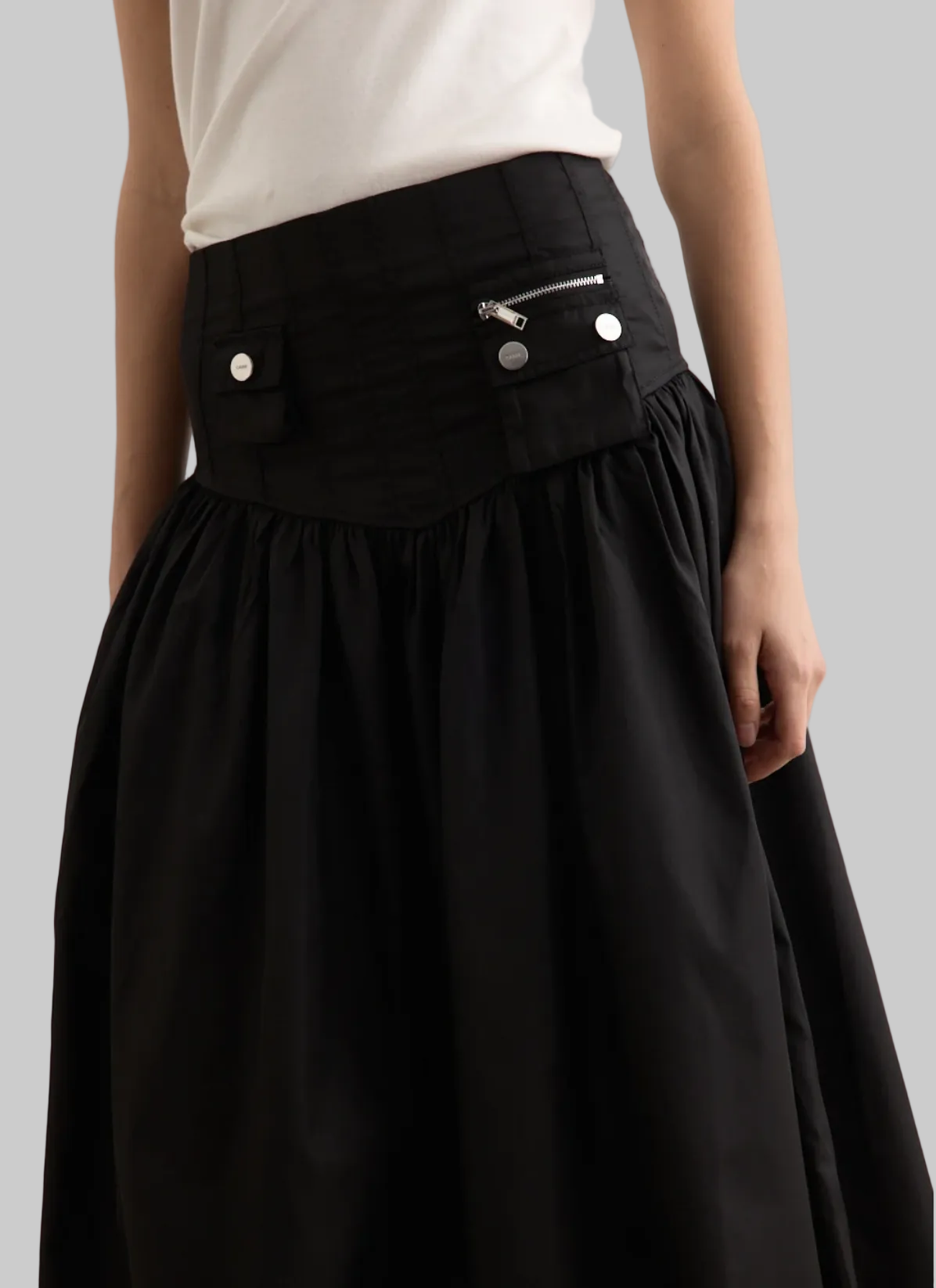GANNI Duchesse Nylon Long Pocket Skirt - Size S