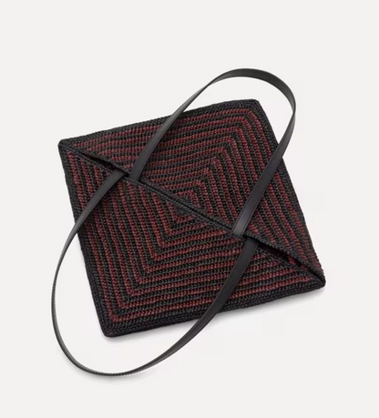 LOEWE Raffia Pink Stripe Puzzle Fold Tote