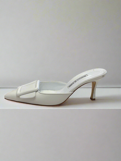 MANOLO BLAHNIK Maysale 50 Buckle Mules - Size 38