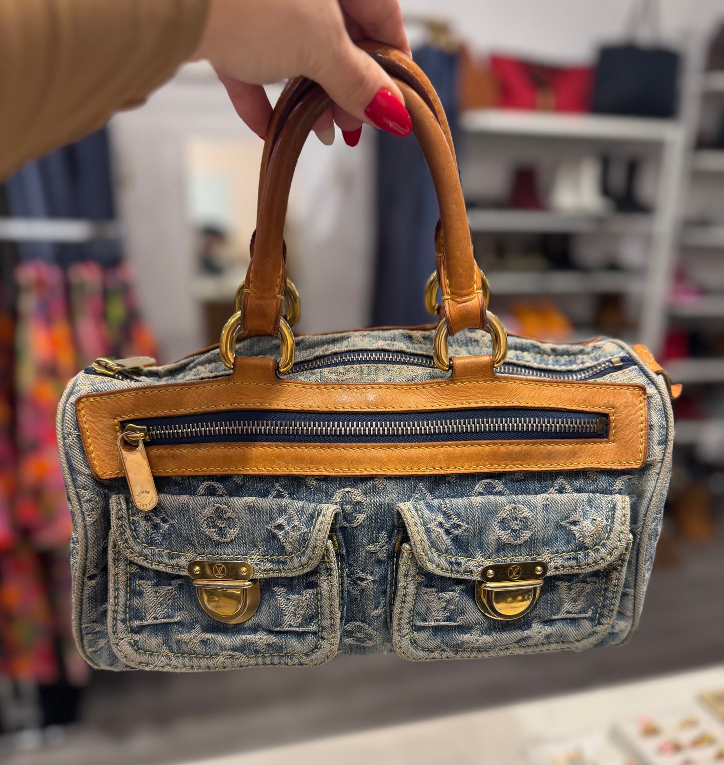 Louis Vuitton Neo Speedy Monogram Denim Boston Bag