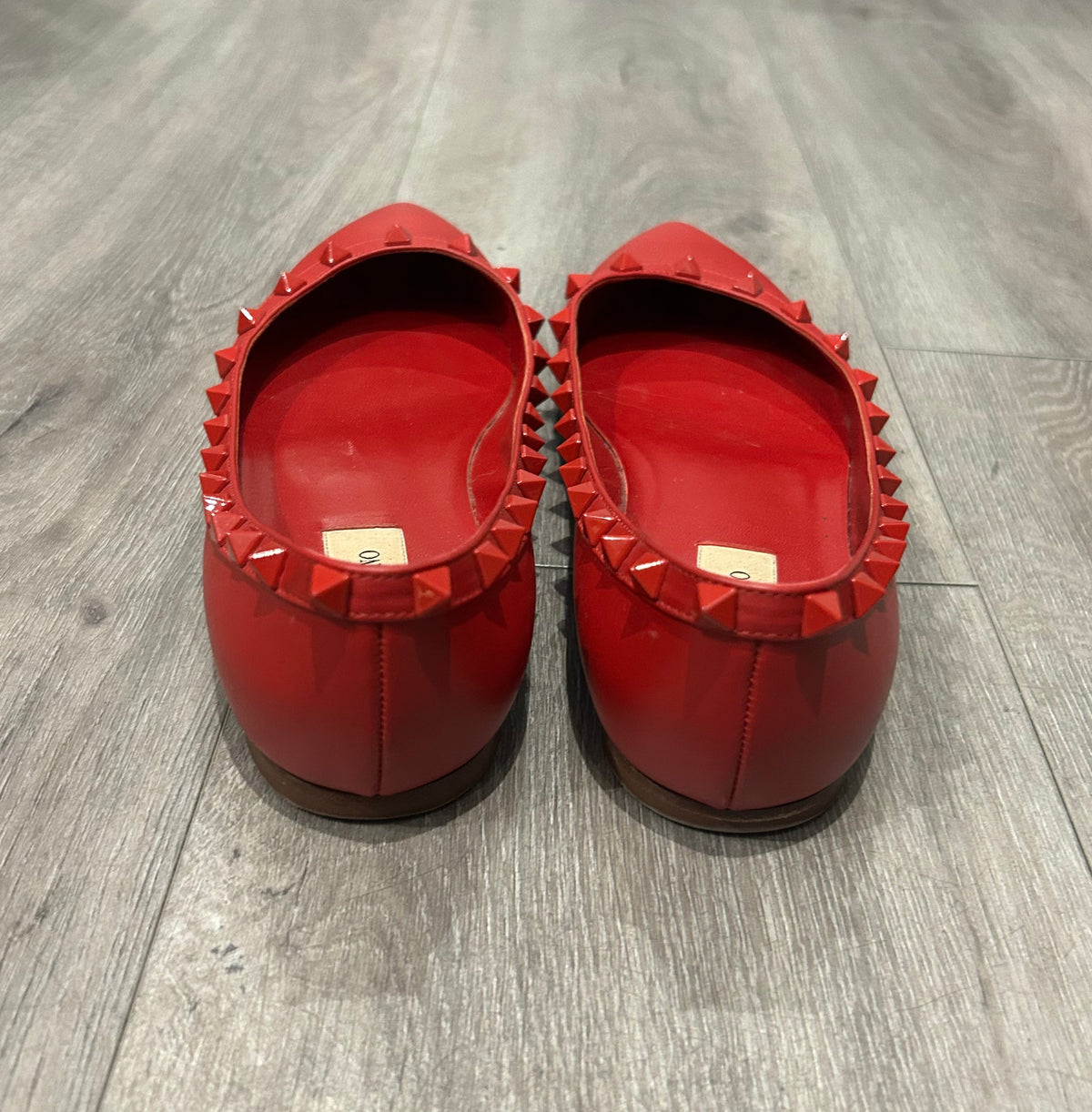VALENTINO Red Rockstud Ballet Flat - Size 38.5