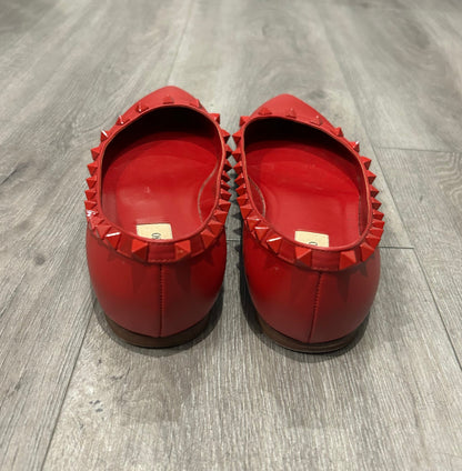 VALENTINO Red Rockstud Ballet Flat - Size 38.5