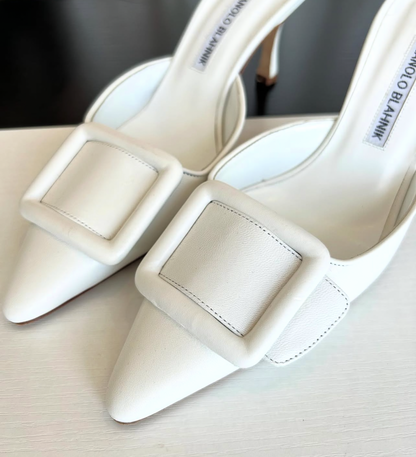 MANOLO BLAHNIK Maysale 50 Buckled Mules - Size 38