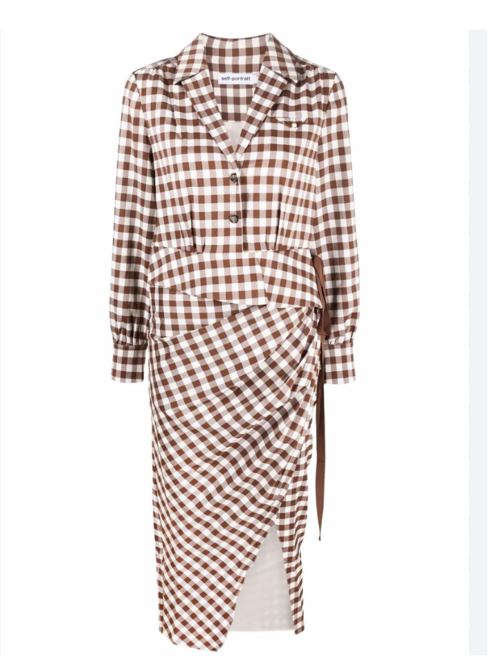 New* Self-Portrait Gingham Midi Dress - Size 2