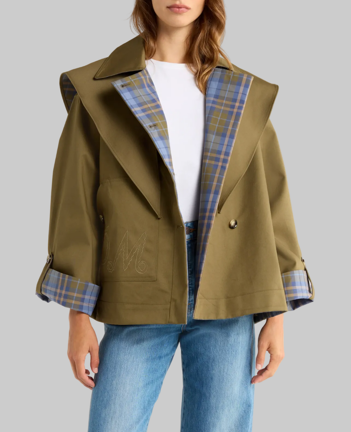 NEW* DAMSON MADDER Reversible Jerry Crop Trench Coat - Size 12
