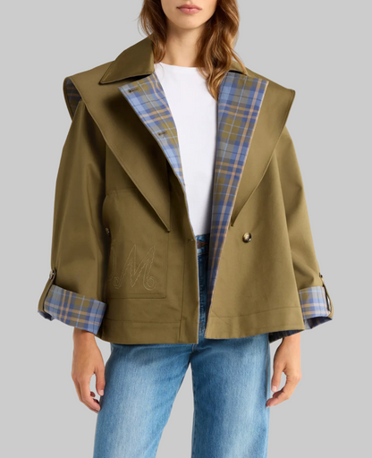 NEW* DAMSON MADDER Reversible Jerry Crop Trench Coat - Size 12