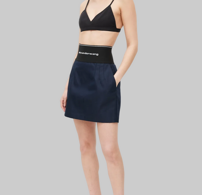 ALEXANDER WANG Logo Elastic Waist Mini Skirt - Size - 6