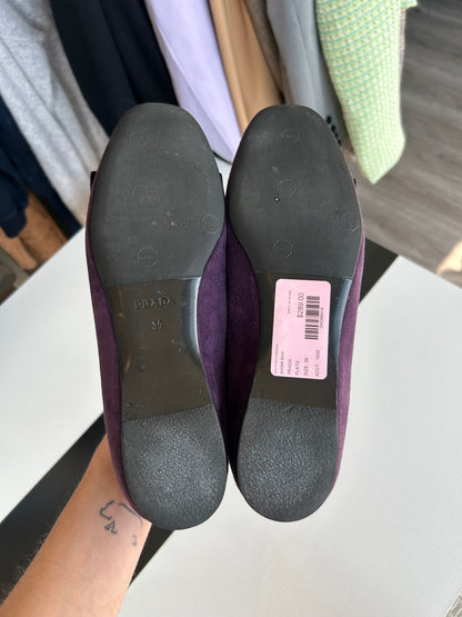 PRADA Suede Bow Flats - Size 39