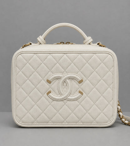 CHANEL Caviar Quilted Large CC Filigree Vanity Case