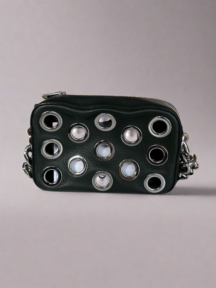 PRADA Itello Daino Leather Grommet Bag
