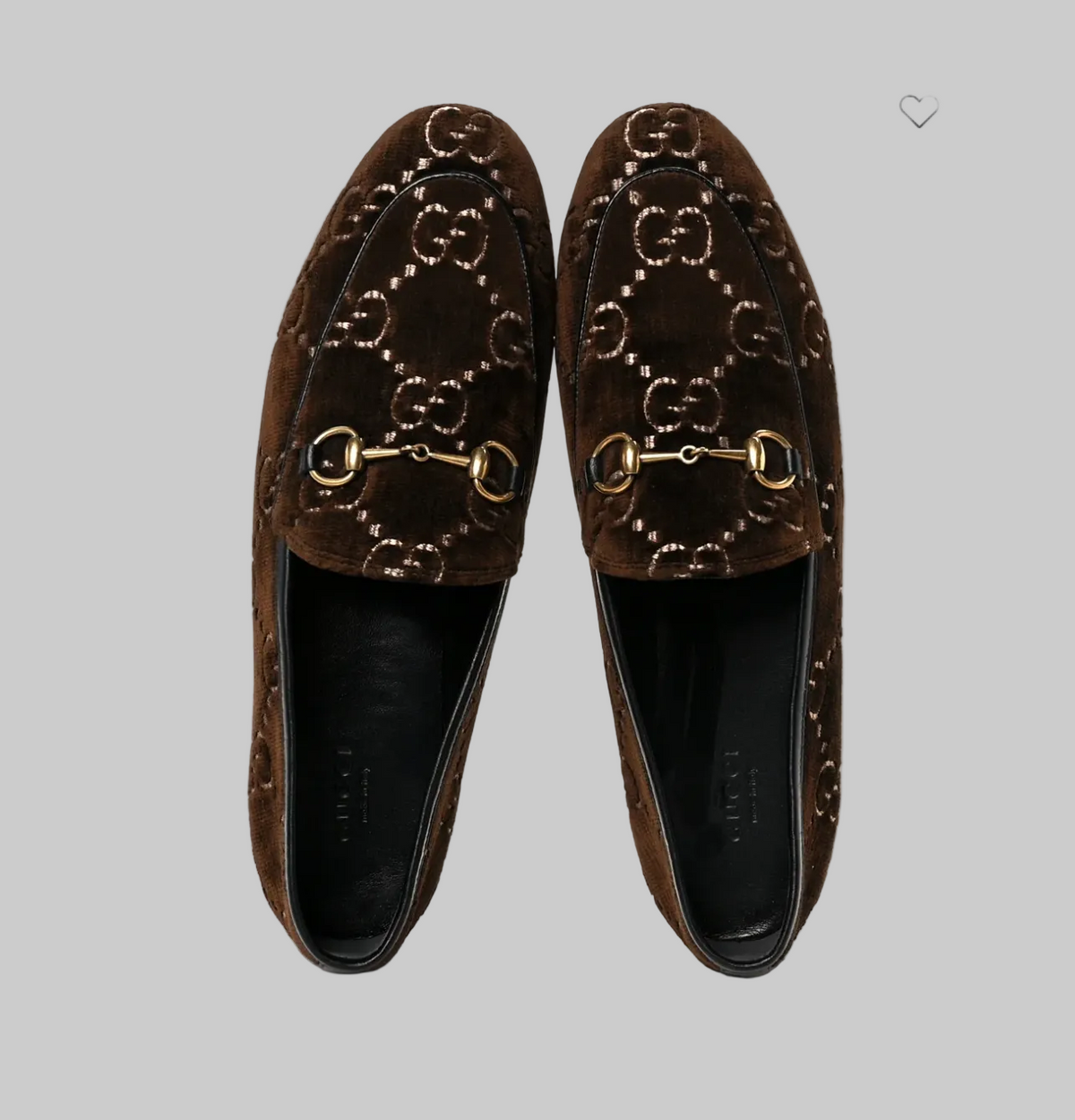 GUCCI Velvet GG Monogram Horsebit Jordaan Loafers - Size 37
