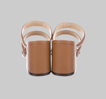 JIMMY CHOO Auna 65 Leather Slides - Size 38.5