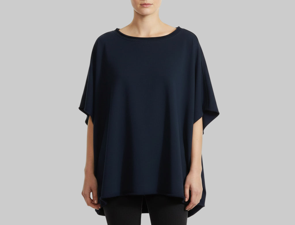 FRANK & EILEEN Navy Olive Capelet Top - OS