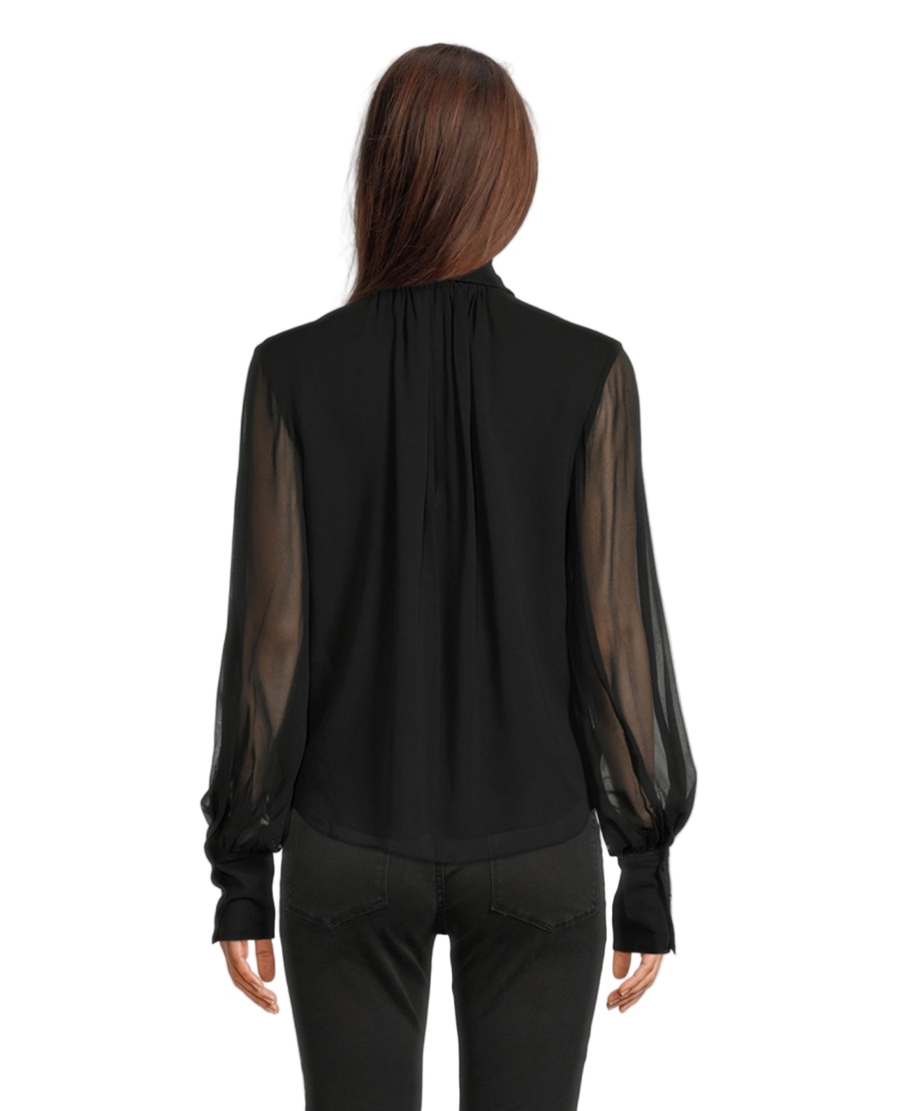 FRAME Black Silk Bow Blouse - Size S