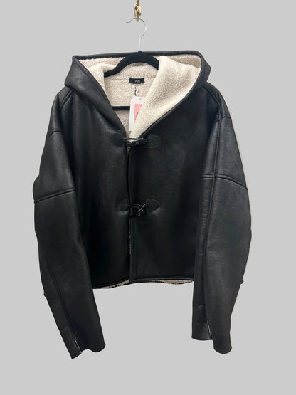 RUTI Black Hooded Sherpa Lined Jacket - Size M