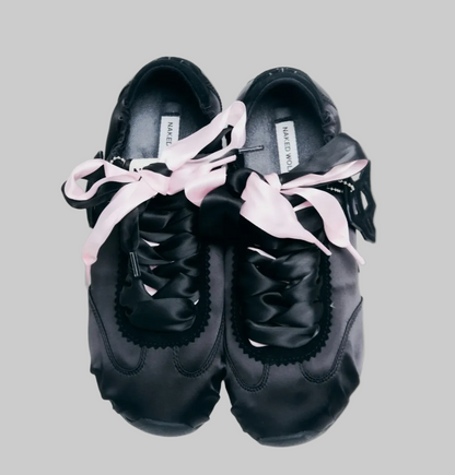 NEW* NAKED WOLFE Adorable Black Satin Sneakers - Size 9