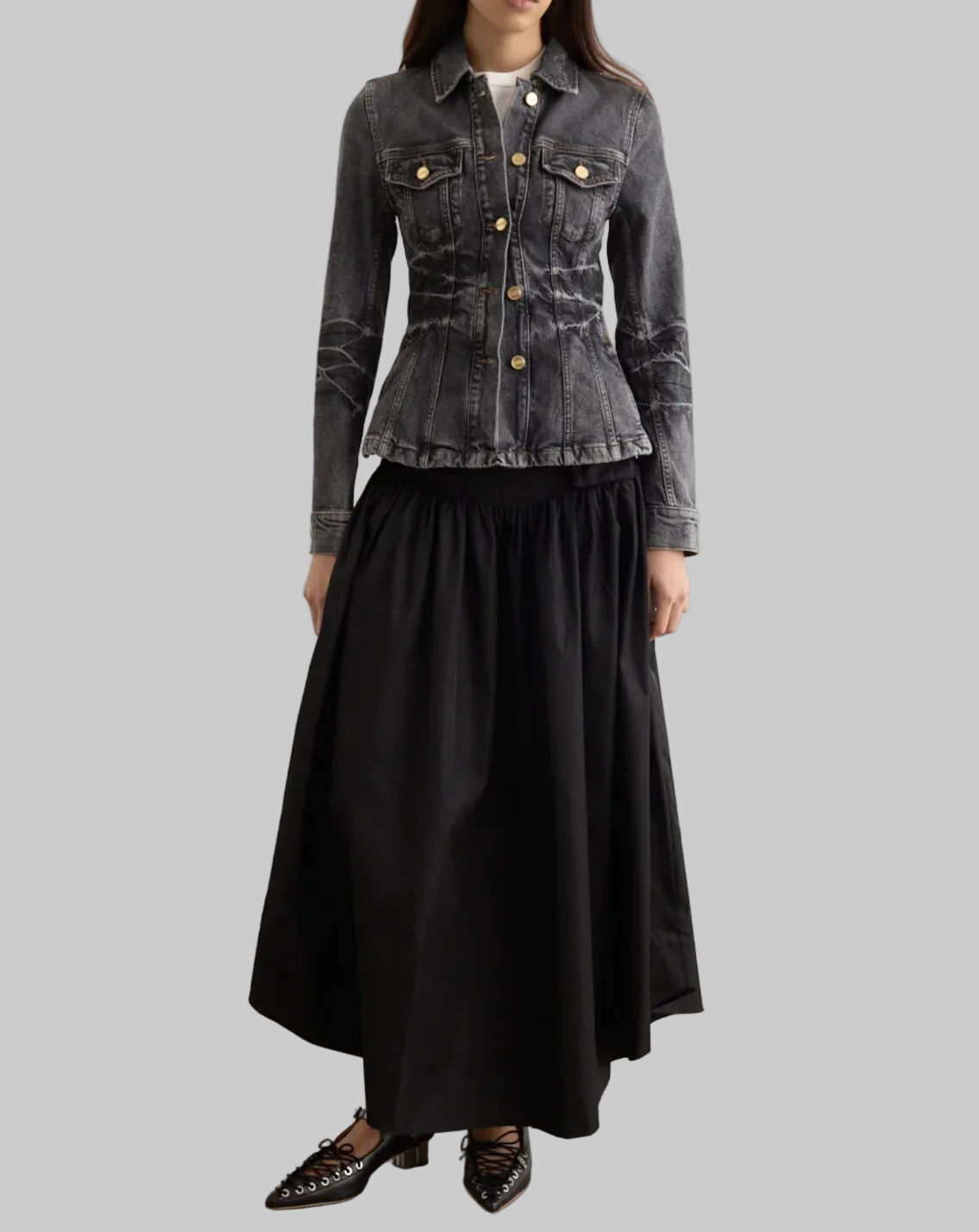 GANNI Duchesse Nylon Long Pocket Skirt - Size S