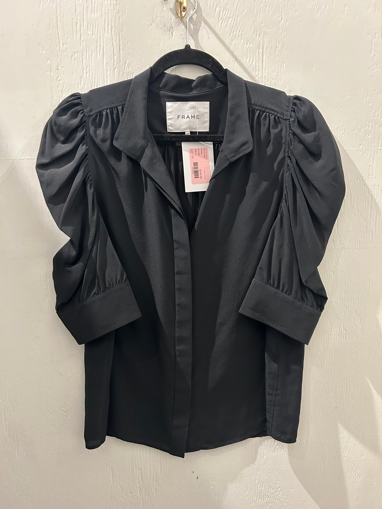 FRAME Black Silk Gillian Blouse - Size S