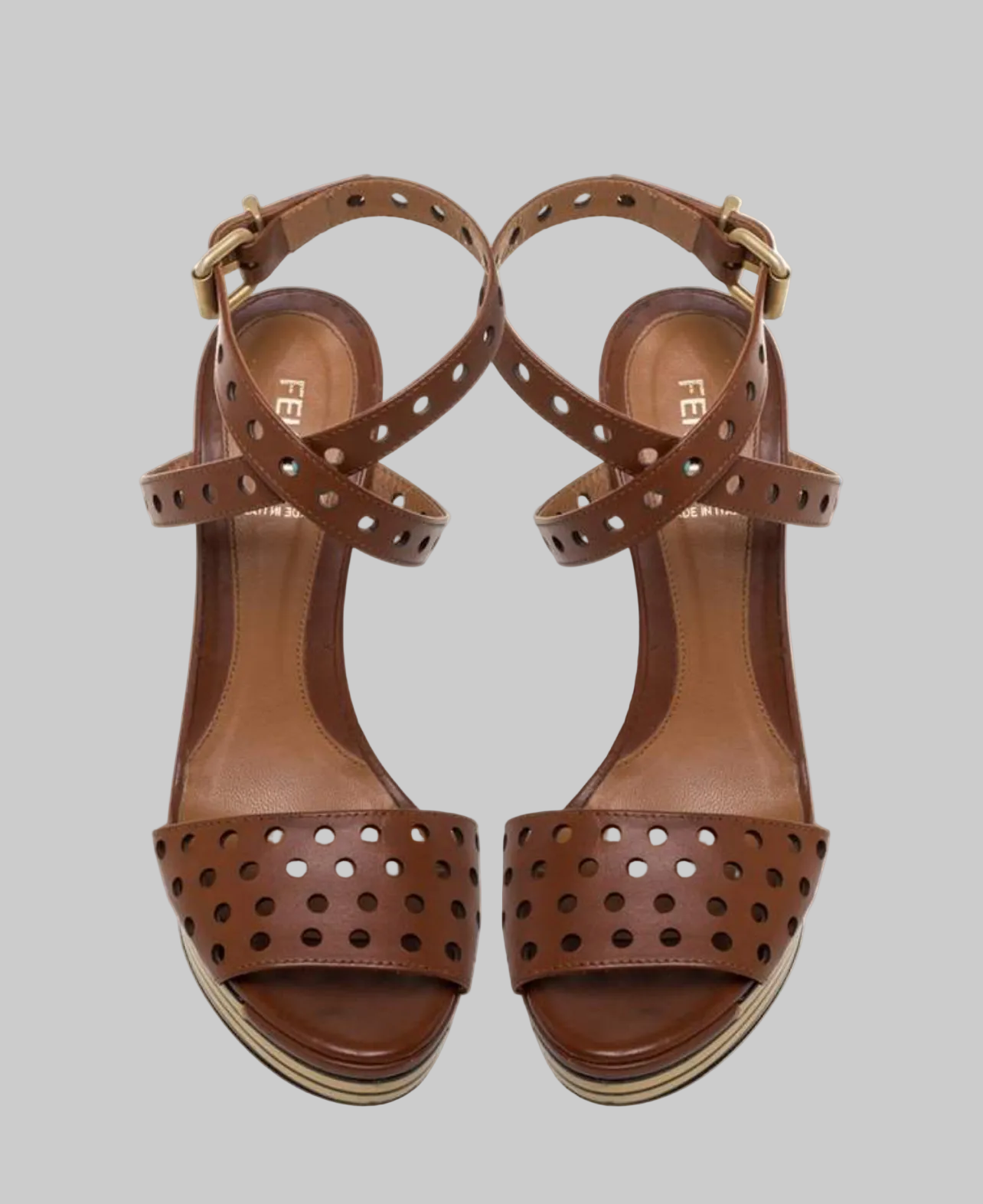 FENDI Brown Perforated Ankle Strap - Size 39