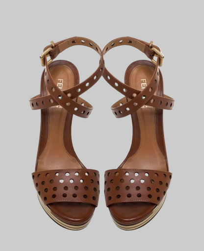FENDI Brown Perforated Ankle Strap - Size 39