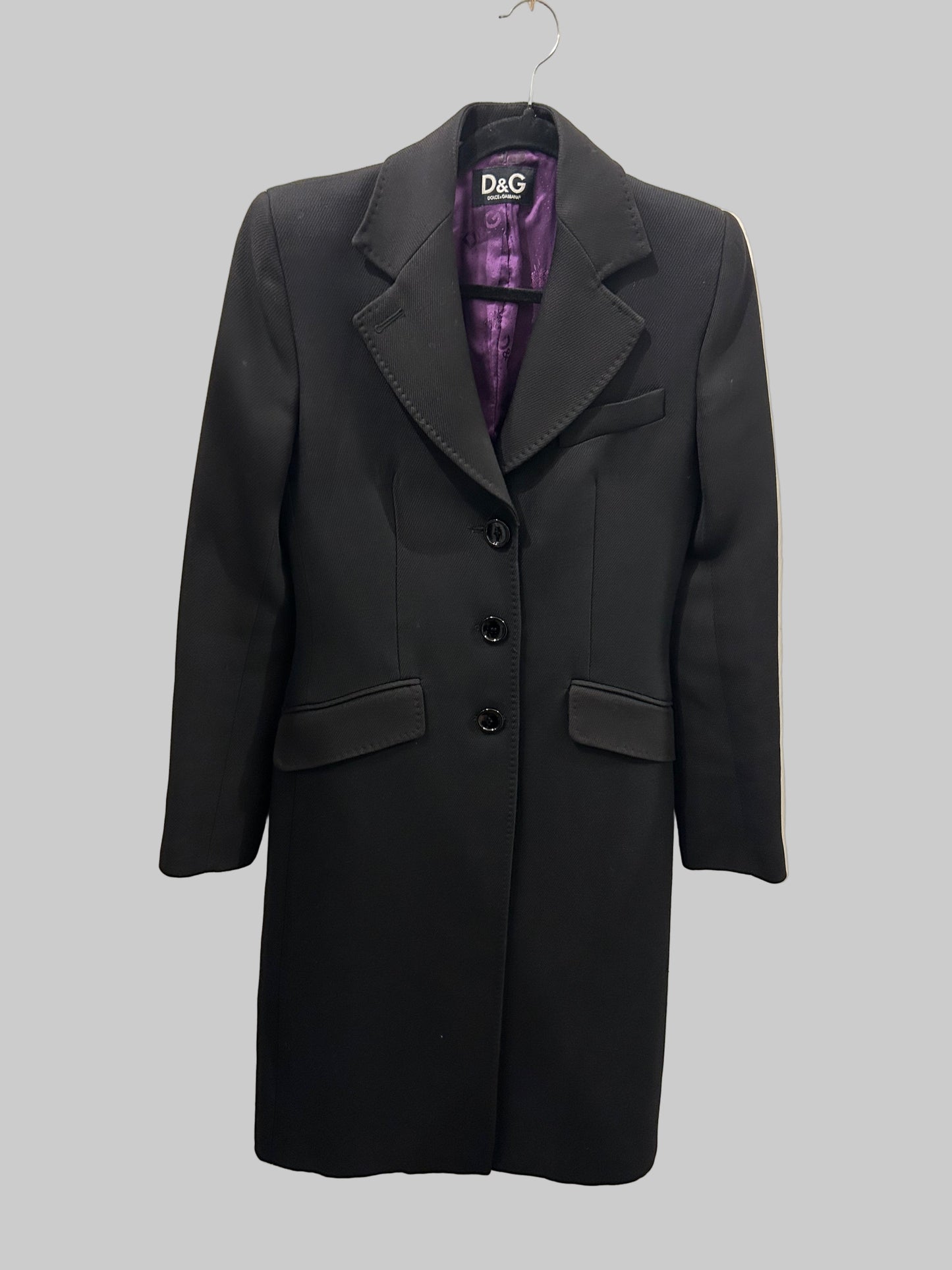 DOLCE & GABBANA Black Wool Coat - Size 42 s