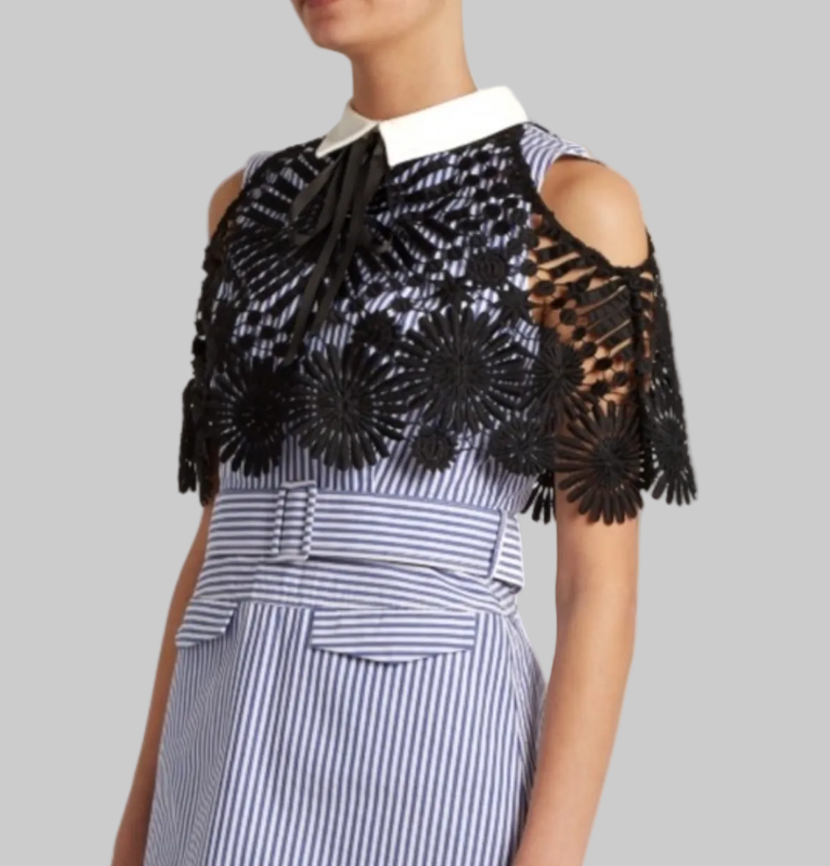 SELF-PORTRAIT Striped Dress With Cape - Size 2