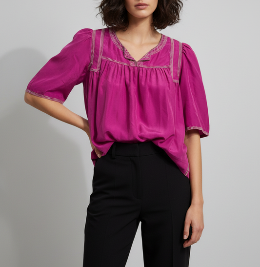 ISABEL MARANT Silk Embroidered Blouse - Size 40