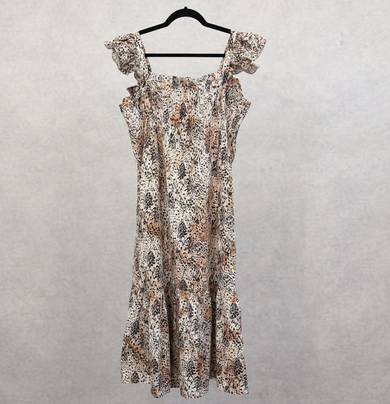 SEA New York Leopard Smocked Midi Dress - Size M