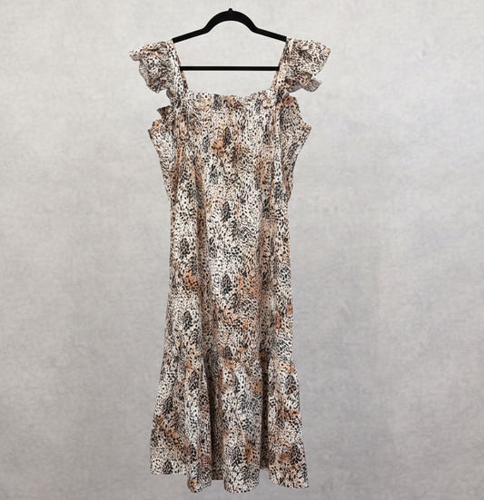 SEA New York Leopard Smocked Midi Dress - Size M