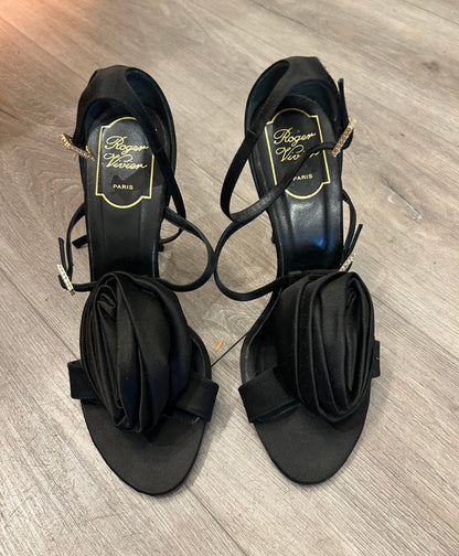 ROGER VIVIER Satin Rose Heels - Size 38.5
